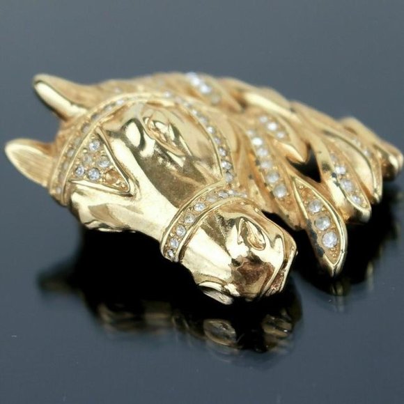 DIOR Horse Pendant in Gold with Clear Rhinestones - Picture 7 of 9